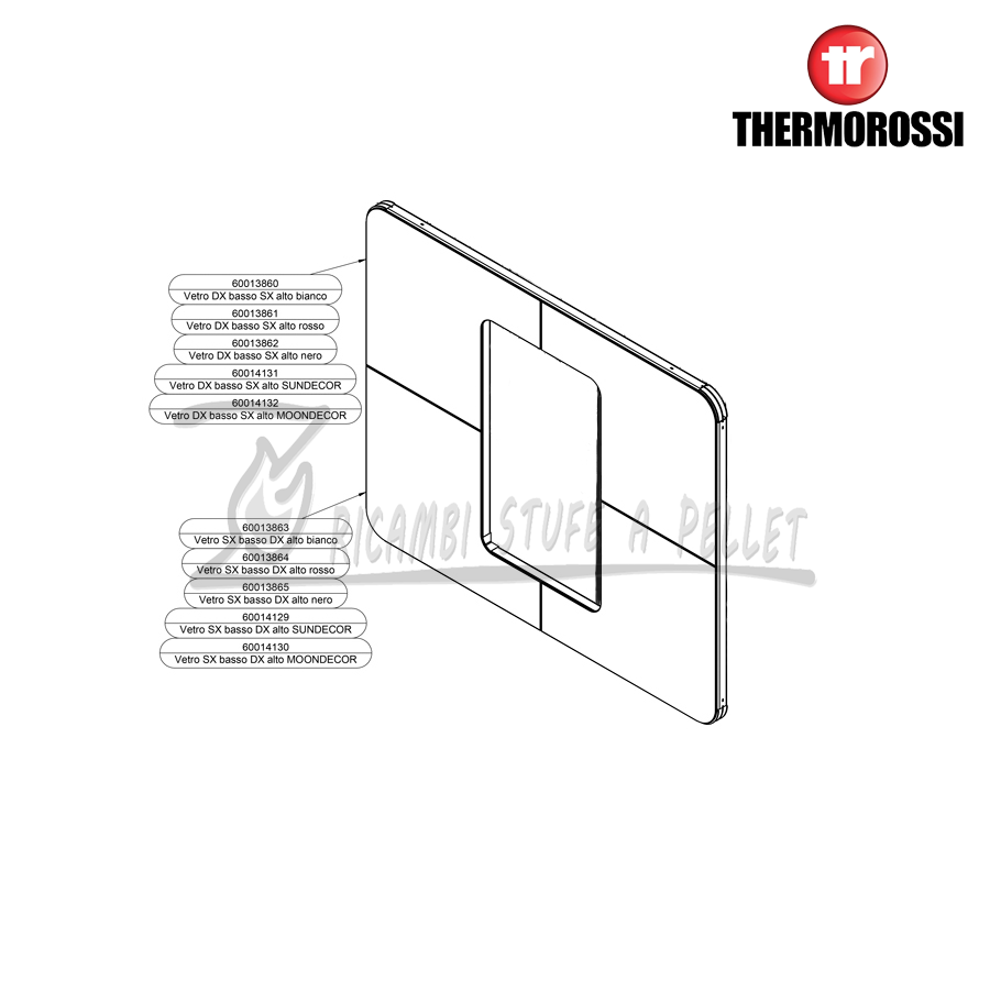 Vetro Dx basso Sx alto Bianco slim - 60013860