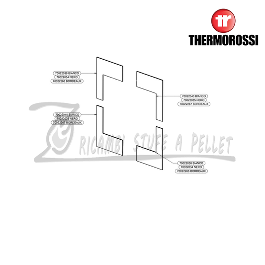 Vetro Dx basso Sx alto BORDEAUX per Insert Idra Maxi- 70022266